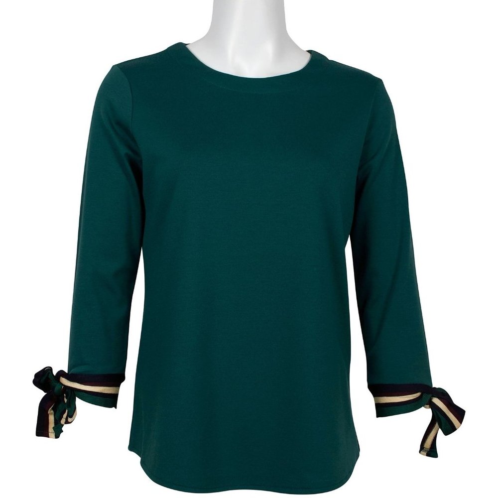Melissa Paige Crew Neck 3/4 Sleeve Tie Detail Jersey Top